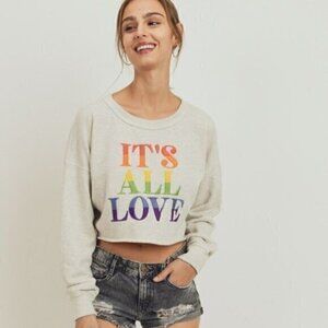 IT'S All Love Rainbow Embroidered Pullover - Small